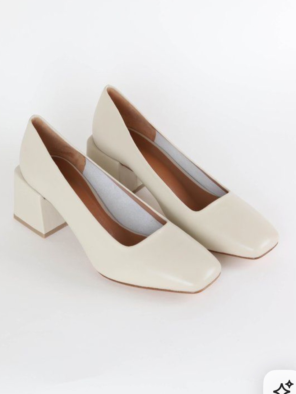 LOQ Villa Block Heel Cream Leather Pumps Shoes